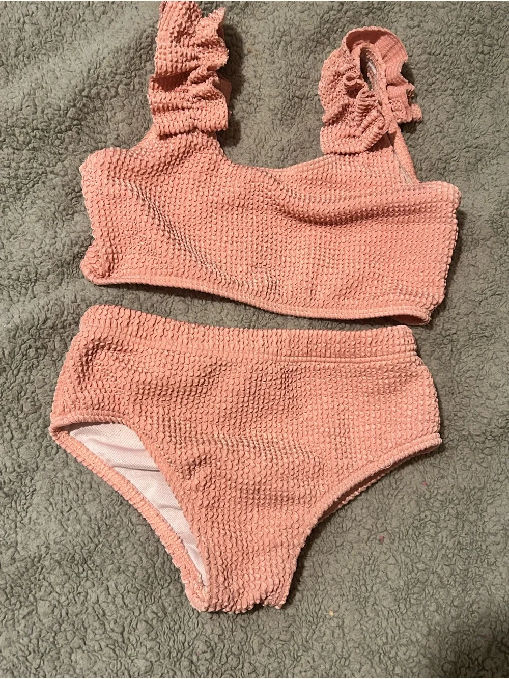 Shine kids Textured Peach Two-Piece Bikini Set